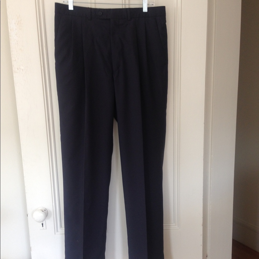 BAGIR Dress Pants Shatnez-Free Pinstripe Blue Wool